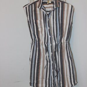 Blue, Gray, and Taupe Dress